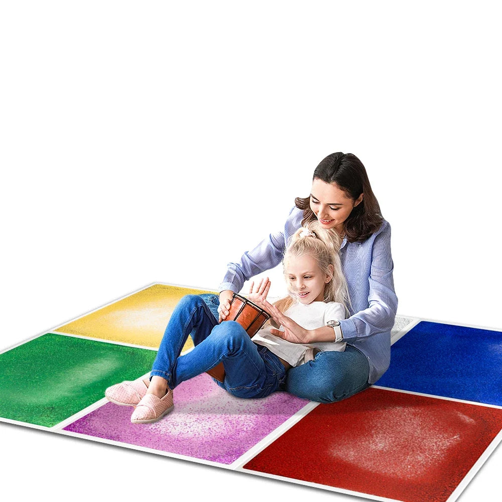 Colorful set of liquid sensory floor tiles