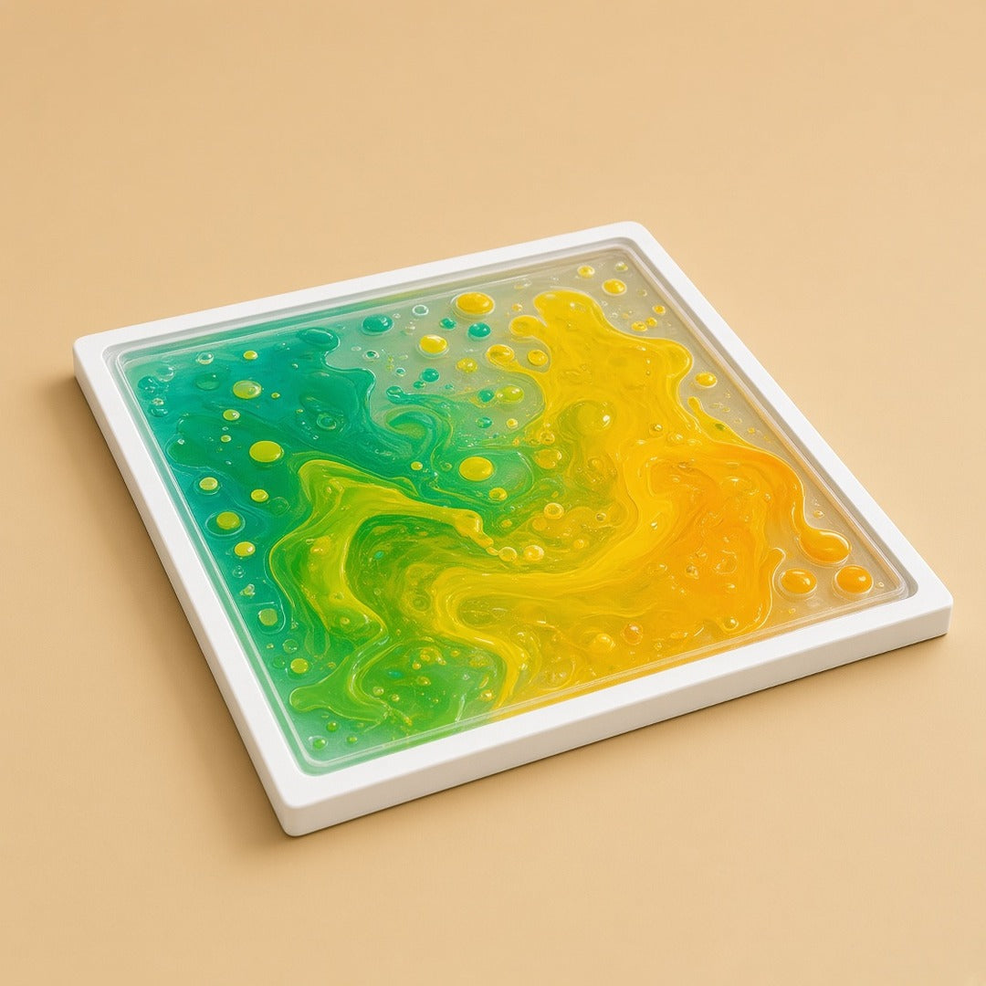 Close-up of a KinestheticLab liquid sensory tile