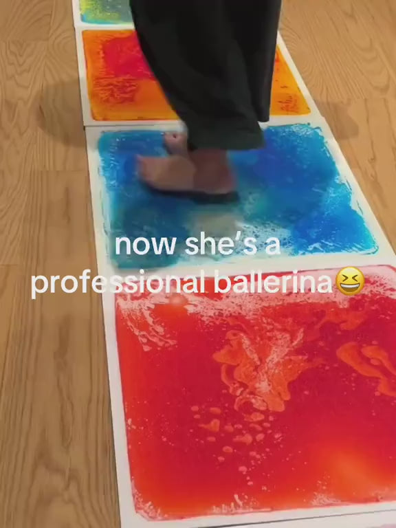 Walking along a path of liquid sensory floor tiles